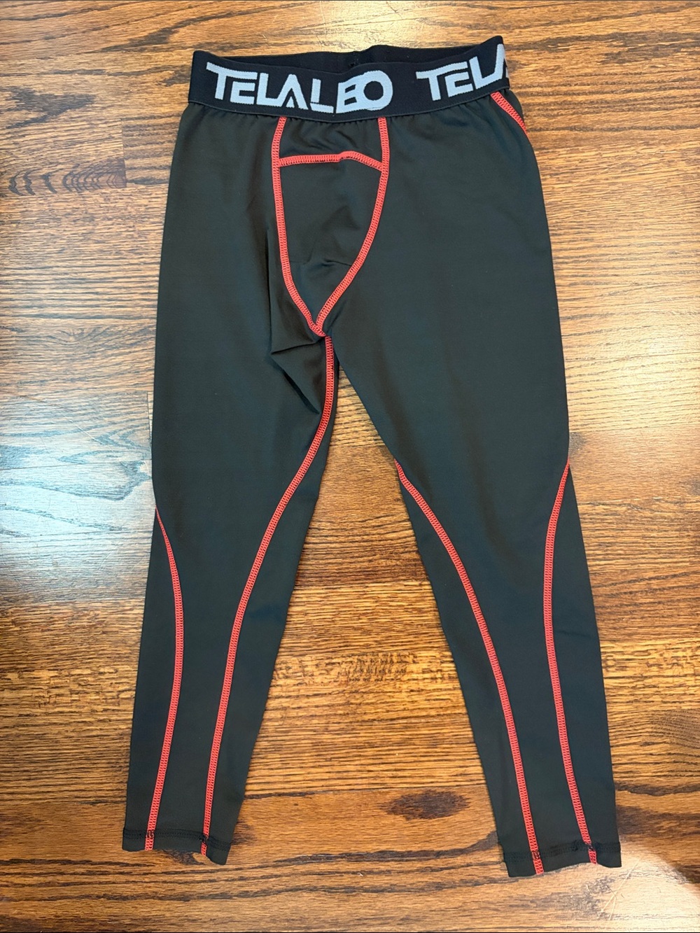 Kids Black Leggings with Red Contrast Stitching